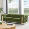 83.75" Arm 3-Seat Sofa with Button-Tufted Diamond Stitch and Gold Iron Legs for Living Room or Bedroom - 2 of 4