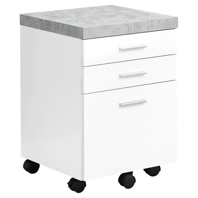 Monarch Specialties File Cabinet Rolling Mobile Storage Drawers Printer Stand Office Work Laminate Grey White Contemporary Modern