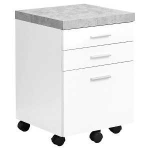 Monarch Specialties File Cabinet Rolling Mobile Storage Drawers Printer Stand Office Work Laminate Grey White Contemporary Modern - 1 of 4