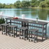 Pamapic HDPE Plastic Outdoor Patio Rectangle Bar Height Bistro Dining Set in Gray - 4 of 4