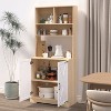 Lirago Natural Wood Finish Modern Storage Cabinet with 2 Doors apply to china cabinet bookcase or entryway organizer 31.5"W*15.7"D*70.9"H - 3 of 4