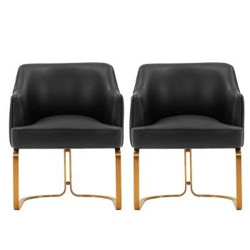 Set of 2 Edra Modern Leatherette Upholstered Dining Armchairs Black - Manhattan Comfort
