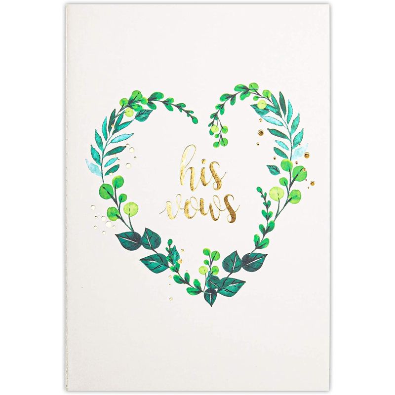 Pipilo Press 2 Wedding Vow Books with 2 Greeting Cards Set, Garland Wreath Heart Print, 5 of 10