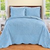 Collections Etc Demi Oversized Textured Medallion Design Scalloped Edge Bedspread - 2 of 3