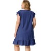 Agnes Orinda Women's Plus Size Ruffle Sleeveless Keyhole Chambray A Line Dresses - 4 of 4