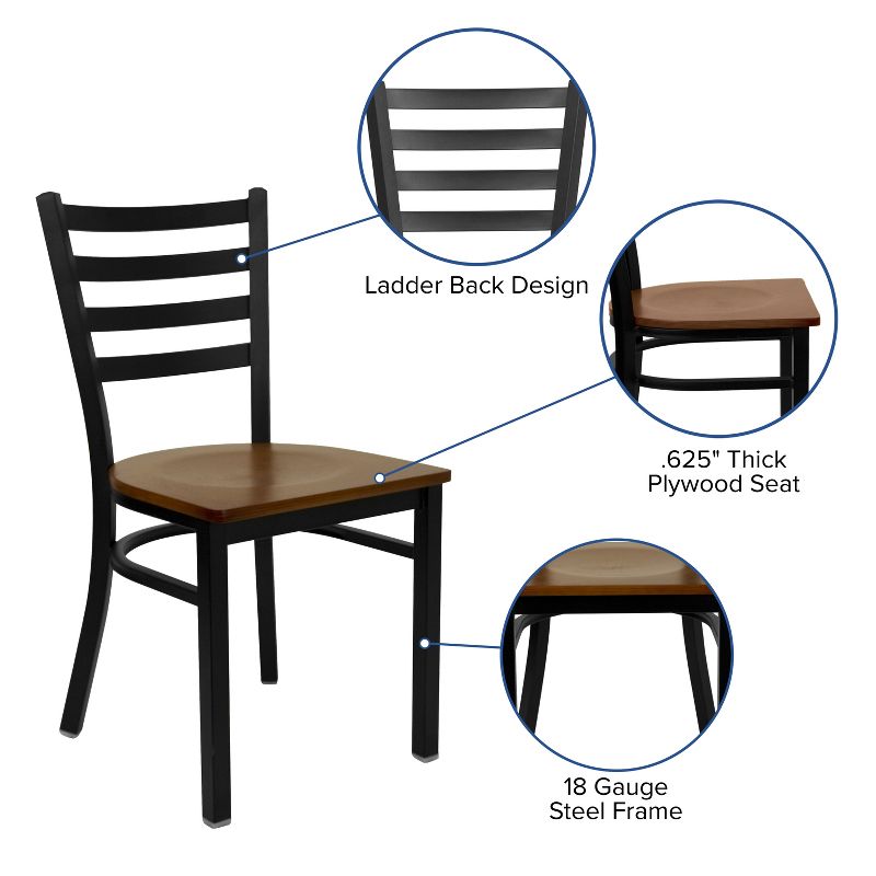 Flash Furniture Black Ladder Back Metal Restaurant Chair, 4 of 14