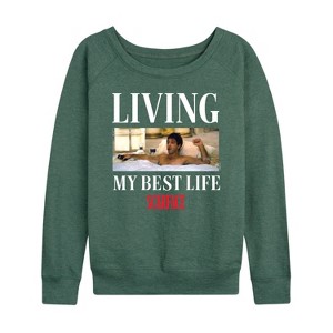 Women's - Scarface - Living My Best Life Lightweight French Terry Wide Neck Long Sleeve Shirt - 1 of 4