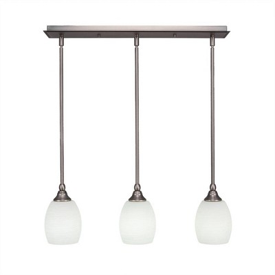 Toltec Lighting Any 3 - Light Chandelier in  Brushed Nickel with 5" White Linen  Shade
