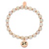 Chisel Stainless Steel Rose IP-plated Enameled Flower Charm 6mm Jade Beaded Stretch Bracelet - 3 of 3