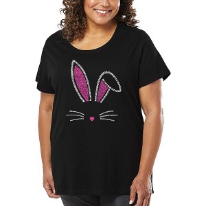 LA Pop Art Women's Word Art T-shirt - Bunny Ears - 1 of 4