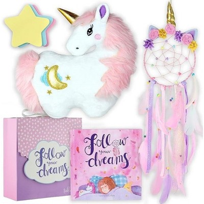 Tickle & Main Follow Your Dreams Unicorn Pillow Gift Set, Unicorn Plush, Dream Catcher for Girls Ages 4-9 Years
