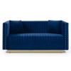 Velvet Loveseat 2-Seater Sofa Upholstered Couch with 2 Pillows, Nailhead Trimming & Low Back - ModernLuxe - 4 of 4