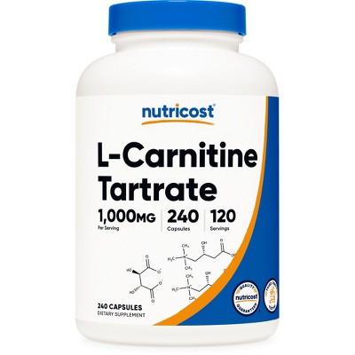 Nutricost L-Carnitine Tartrate Capsules (500 MG) (240 Capsules)