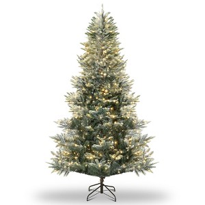 Pre-lit Artificial Christmas Tree with Incandescent Warm White Lights, Snow Flocked Full Prelighted Xmas Tree Automatic Branch Tips - 1 of 4