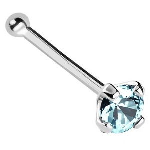 Jewelry Avalanche 22G 14K Gold Ball-end Nose Stud with Aquamarine Gemstone - 1 of 2