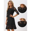 Allegra K Women's Elegant 3/4 Sleeves Ruffles Bodycon Fishtail Lace Midi Dress - 2 of 4