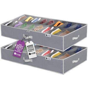 Hold N' Storage - Set of 2 Under Bed Shoe Storage Organizer. Fits up to 32 pairs, Gray - 1 of 4