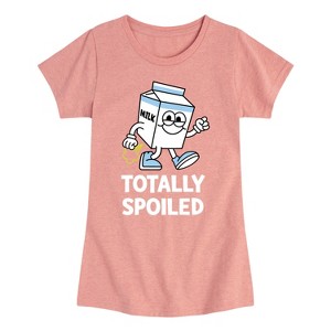 Girls' - Instant Message - Totally Spoiled Milk Carton Fart Fitted Short Sleeve Graphic T-Shirt - 1 of 4