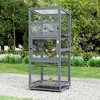 Sandinrayli 68"H Large Wood Bird Cage on Wheels, Outdoor Bird Aviary Indoor Wooden Large Bird Cage Parakeet Cage with Feeder, Gray - 2 of 4