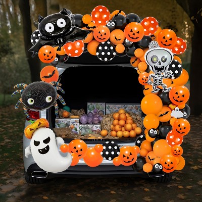 Joyfy 81 Pcs Halloween Trunk or Treat Decorations Kit, Car Archway Garage Door Halloween Balloon Decoration with Stripe and Glue Points