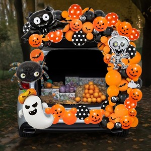 Joyfy 81 Pcs Halloween Trunk or Treat Decorations Kit, Car Archway Garage Door Halloween Balloon Decoration with Stripe and Glue Points - 1 of 4