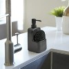 LunaLulinlk Ceramic Liquid Soap Pump with Sponge Caddy Black Ceramic - 2 of 4