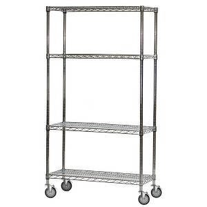 Shelving.com Chrome Wire Cart with 4 Tier Shelves - - 1 of 4