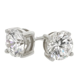 Slickblue Sterling Silver Rhodium Stud Earrings, 3.91ct Cubic Zirconia, 6.5mm, Classic Design for Women - 1 of 3