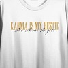 Karma Is My Bestie She Never Forgets Women's White Crew Neck Short Sleeve Crop Top - 2 of 3