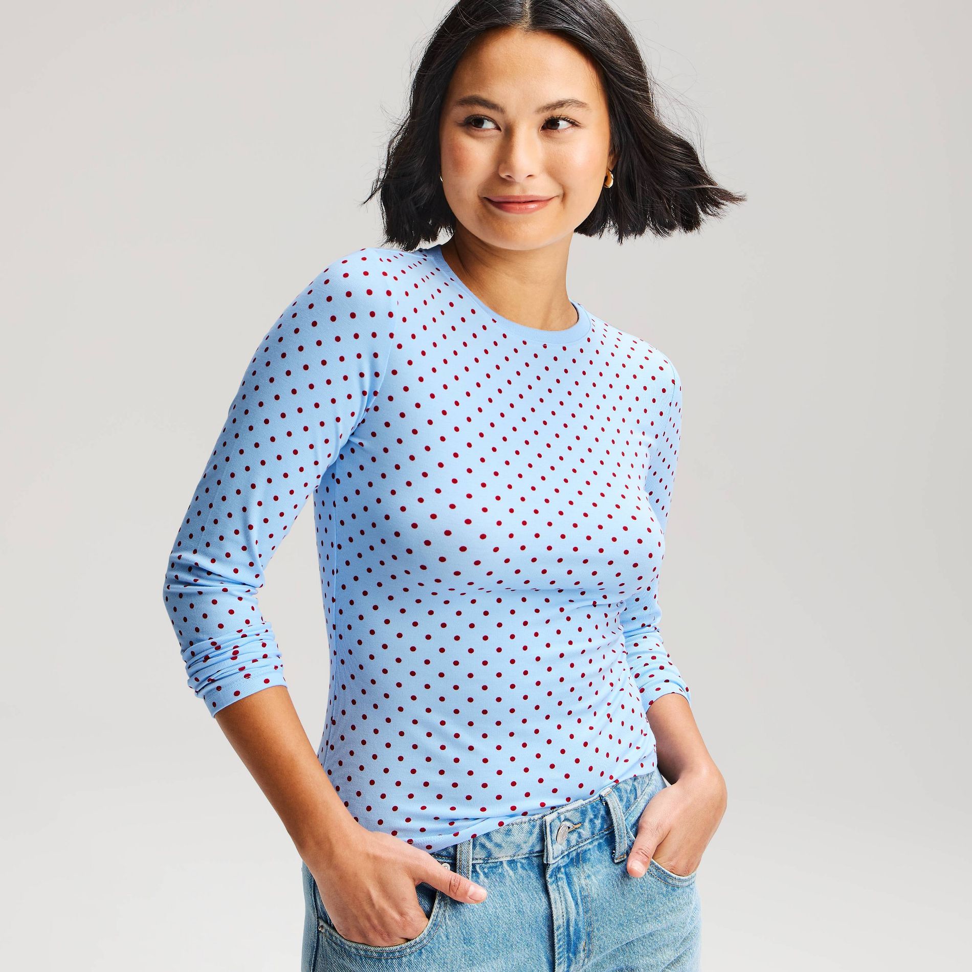 Women's Slim Fit Long Sleeve Crewneck T-Shirt - Wild Fable™