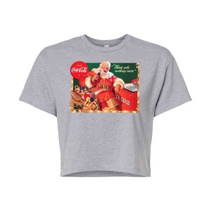 Women's - Coca-Cola - Vintage Santa With Coca Cola Ice Cooler Cropped Graphic T-Shirt - 1 of 4