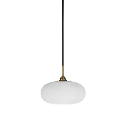 Toltec Lighting Paramount 1 - Light Pendant in  Matte Black/Brass with 13" White Muslin Shade