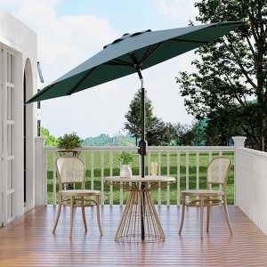 10ft Patio Umbrella, Table Umbrella Outdoor Patio with Crank Lift & Push Button Tilt, 8 Sturdy Ribs for Yard, Deck, Pool - 1 of 4