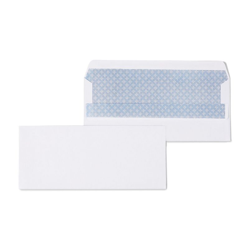Staples Self-Sealing Security-Tint #10 Envelopes 4-1/8" x 9-1/2" Wht 500/BX 511289/99296, 1 of 5