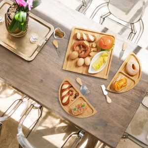 Wooden Mini Charcuterie Boards, Wood Serving Trays and Platters,Wooden Small Cheese Board Dinnerware Sets with Knives and Forks for Parties, Desserts - 1 of 4