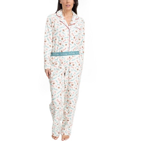 Hanes Womens Stretch Fleece Notch Collar Pajama Set, Pinecones, 3x : Target