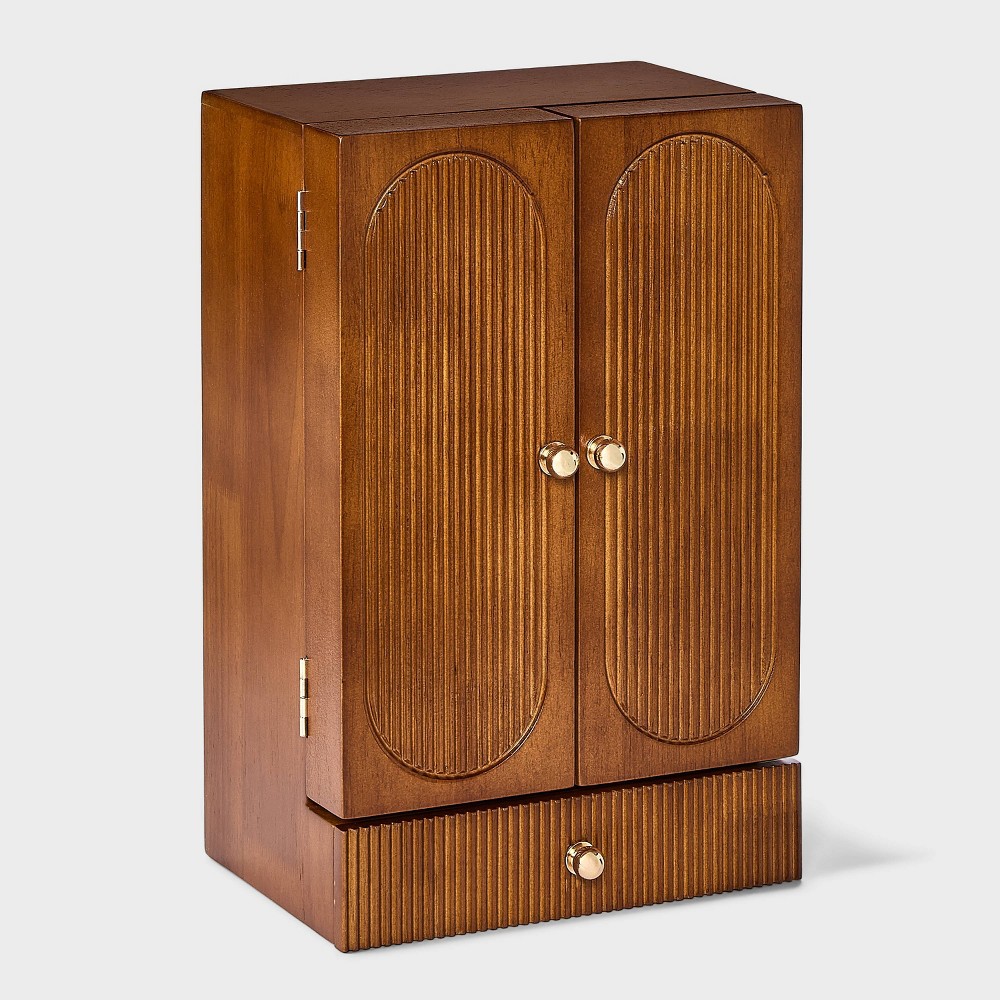 Wooden Drawer & Door Storage Jewelry Organizer - A New Day™ Brown
