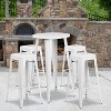 Emma and Oliver Commercial Grade 24" Round Metal Indoor-Outdoor Bar Table Set, 4 Backless Stools - 2 of 4