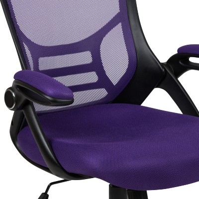 Ergonomic High-Back Purple Mesh Swivel Office Chair with Adjustable Arms