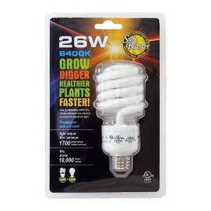 SunBlaster SL0900156 Fluorescent CFL 6400K Self-Ballasted Light Bulb for Indoor Grow Lights and Hydroponic Systems, 26 Watts - 1 of 2