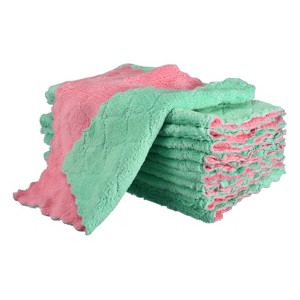 Unique Bargains Coral Velvet Kitchen Textiles Absorbent Dish Cloth - 1 of 4