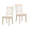 Transitional Double X-Back Side Chairs Set of 2 with White Finish and Pine Veneer - 4 of 4