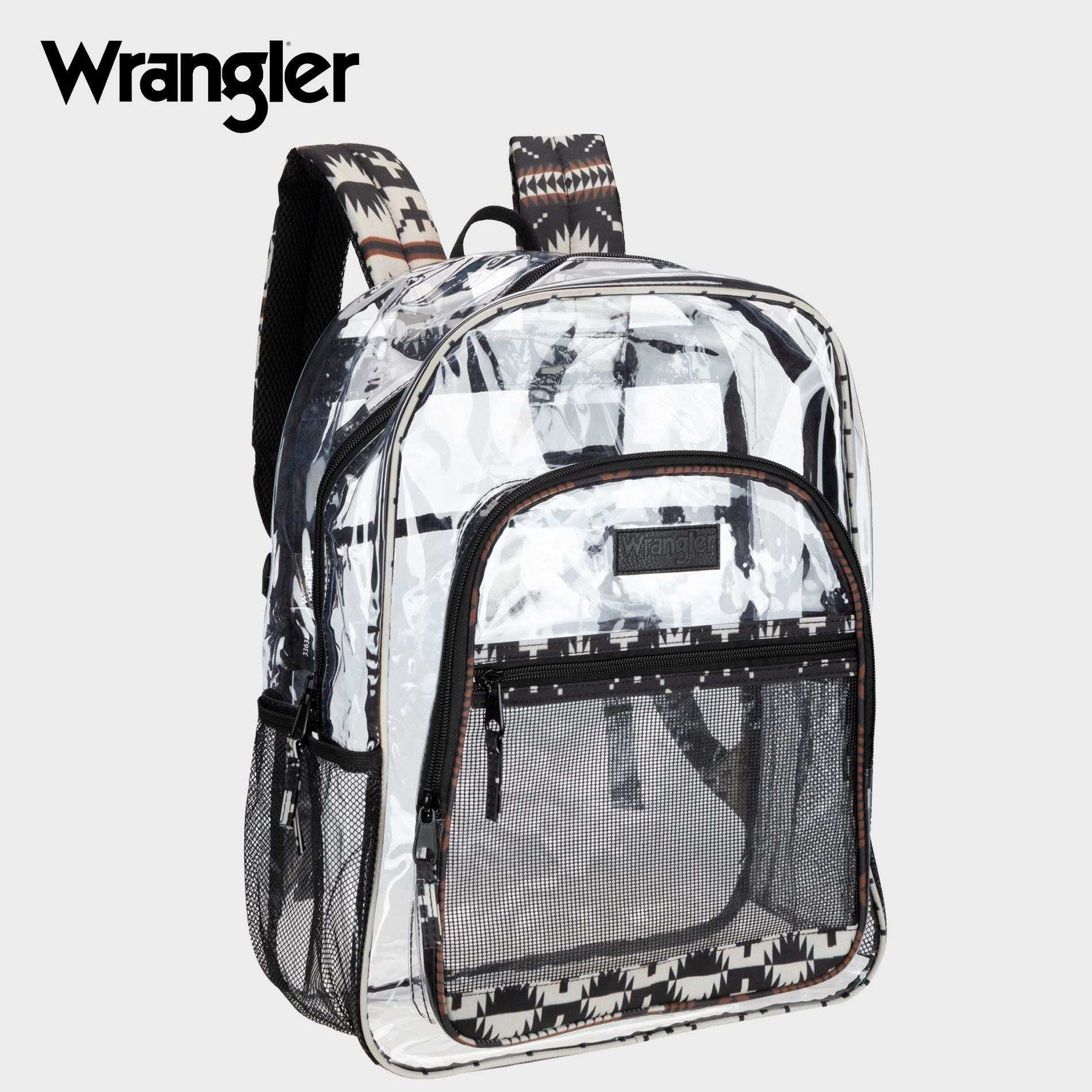 Wrangler Dome Clear Backpack, 18.5" Water-Resistant Durable Clear Bags, See Thru Bag for School, Travel, Casual Use, Stadiums, Concerts (Graphite)