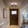 PAKOKULA Farmhouse Industrial 18.31 in. 3-Light Black and Brown Hexagon Cage Semi-Flush Mount Ceiling Light - 3 of 4
