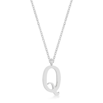 Slickblue Personalized Stainless Steel Initial Necklace, 16" Chain with 2" Extender, Rose Gold/Silver, Choose Letter I-Z
