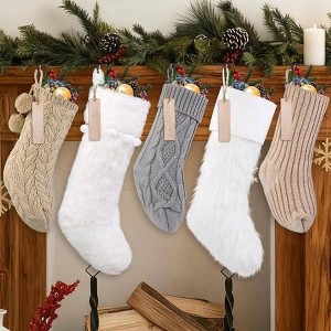 5 Packs Brown Knitted Hanging Stockings Xmas Large Farmhouse Rustic Neutral Knit Personal Stockings Decorations Tree - 1 of 4