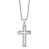 Black Bow Jewelry Stainless Steel & White CZ Voided Cross Necklace, 22 Inch - 2 of 4
