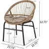 Boho Wicker Outdoor Dining Chair with Water-Resistant Cushion and Metal Frame, Set of 2 Brown Patio Accent Chair-3irtyhousy - 4 of 4