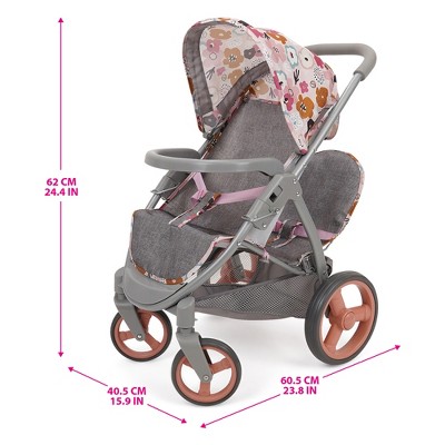 Melange Flora Twin Doll Stroller with Retractable Canopy