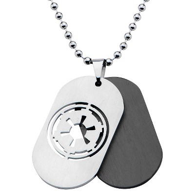 Men's Star Wars Galatic Empire Stainless Steel Symbol Double Stainless Steel Dog Tag Chain Necklace (22")